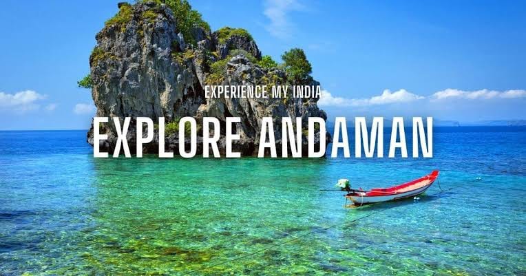Rocky island in clear turquoise water, Andaman