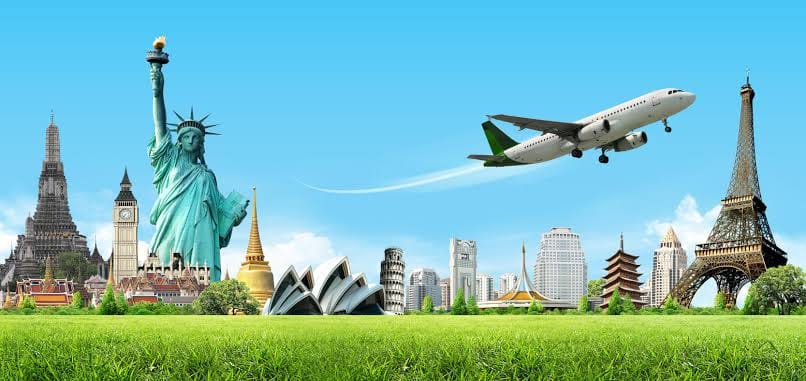 World landmarks including the Eiffel Tower, Statue of Liberty and Sydney Opera House